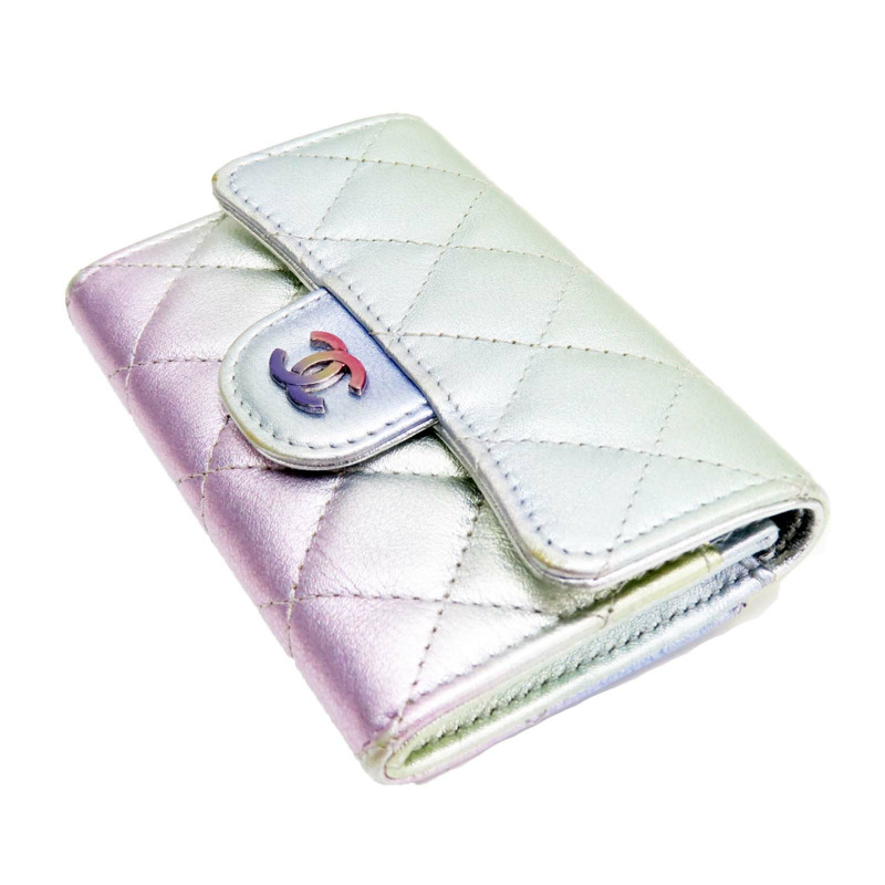 幻彩 菱格紋 羊革 卡夾 扣式短夾【CHANEL 香奈兒】-2