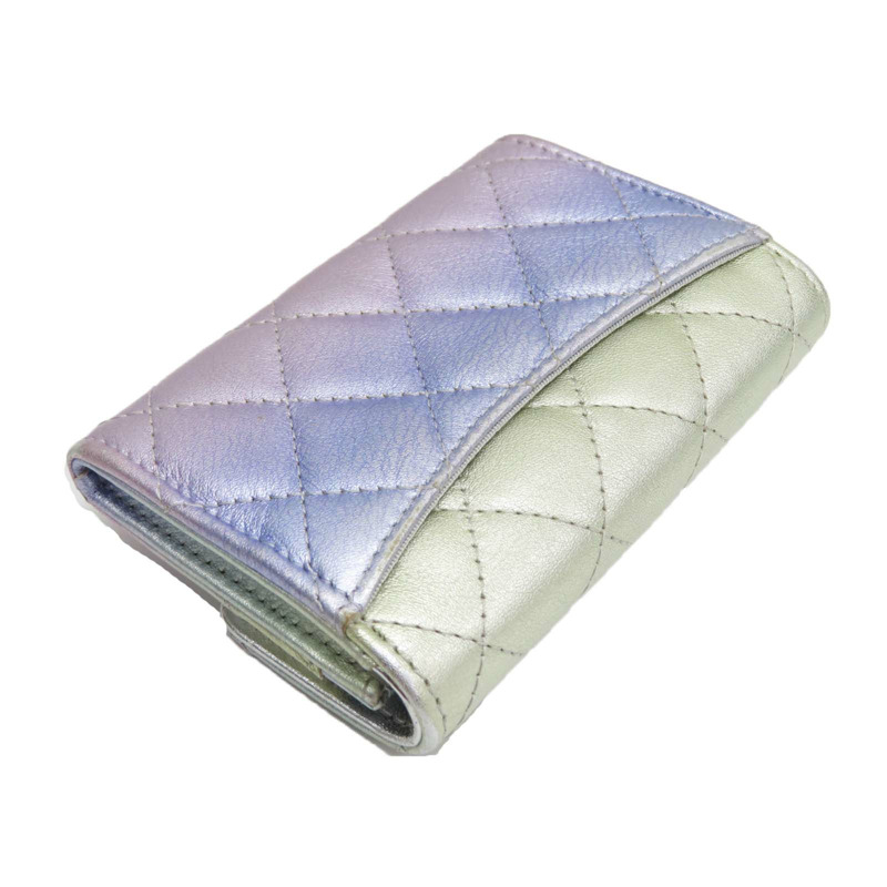 幻彩 菱格紋 羊革 卡夾 扣式短夾【CHANEL 香奈兒】-3