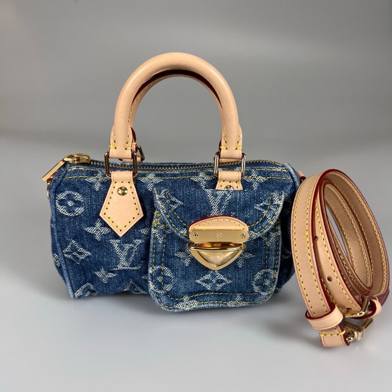 全新品 LV M82950/晶片款 牛仔布NANO SPEEDY-0