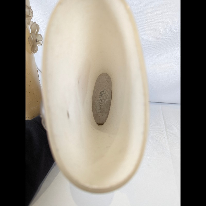 莉亞精品♡CHANEL 亮片山茶花雨靴 尺碼36 二手美品-9