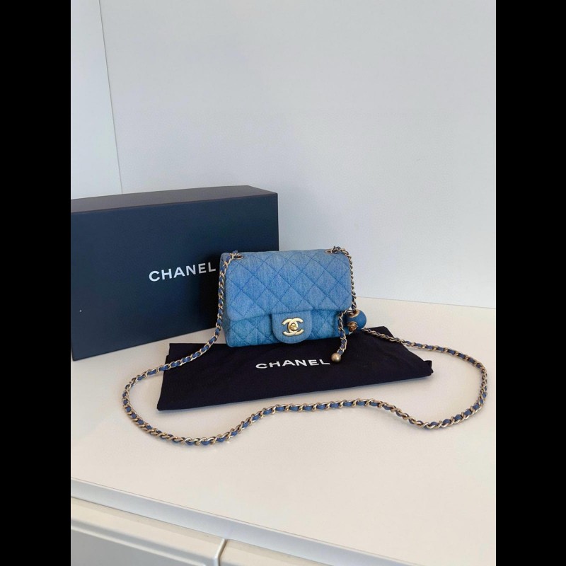 Chanel gold ball mini nee
牛仔 金球方胖子 鏈條包-0