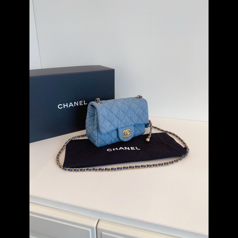Chanel gold ball mini nee
牛仔 金球方胖子 鏈條包-1