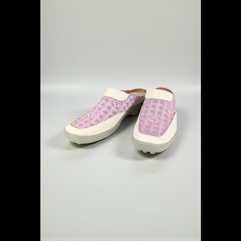 莉亞精品♡CHANEL 粉格紋穆勒鞋 尺碼36 二手美品
