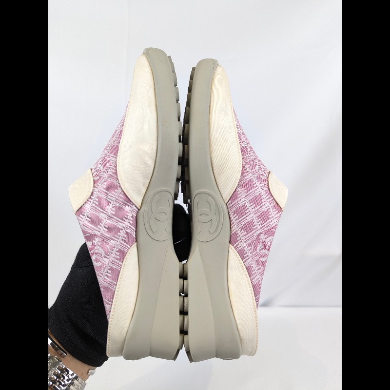 莉亞精品♡CHANEL 粉格紋穆勒鞋 尺碼36 二手美品-4