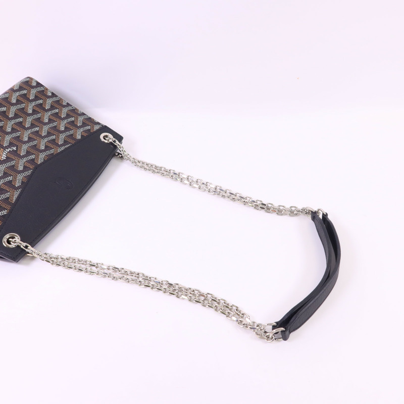 GOYARD 帆布Mini Rouette Souple Bag銀扣鏈帶肩背袋-4