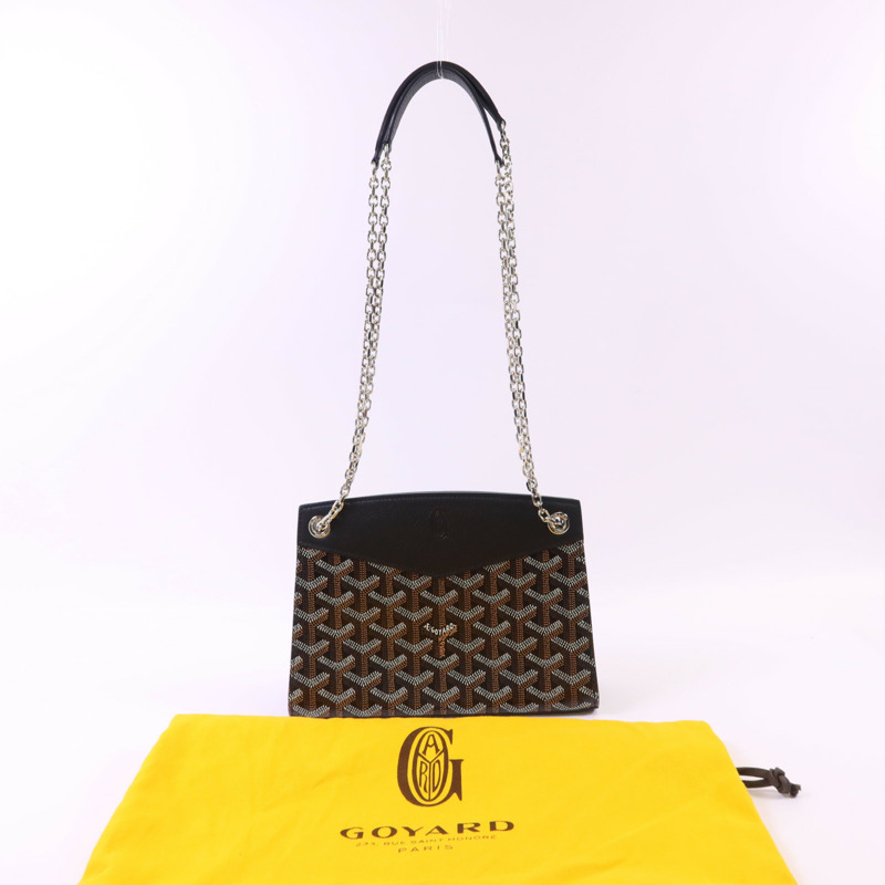 GOYARD 帆布Mini Rouette Souple Bag銀扣鏈帶肩背袋-17