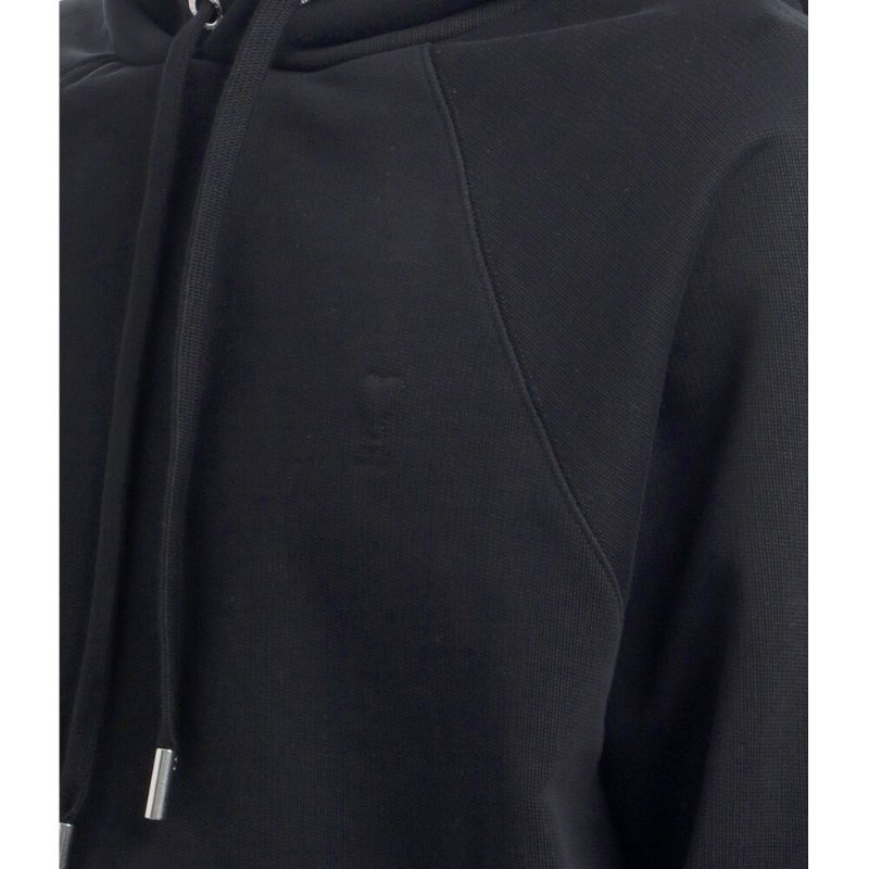 【AMI PARIS】Ami de Coeur Hoodie 重磅款 刺繡 棉質 連帽衛衣 大學T 帽T 全黑色 M-1