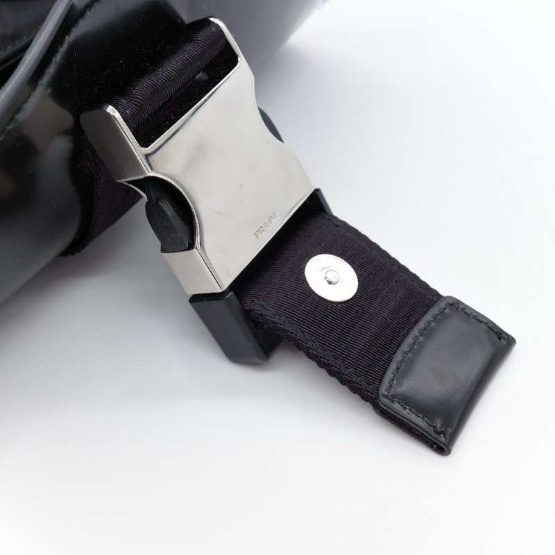 Prada 普拉達 黑色牛皮 黑色尼龍 降落傘 三合一 郵差包 斜挎包 單肩包(肩帶小包可以拆卸 )-5