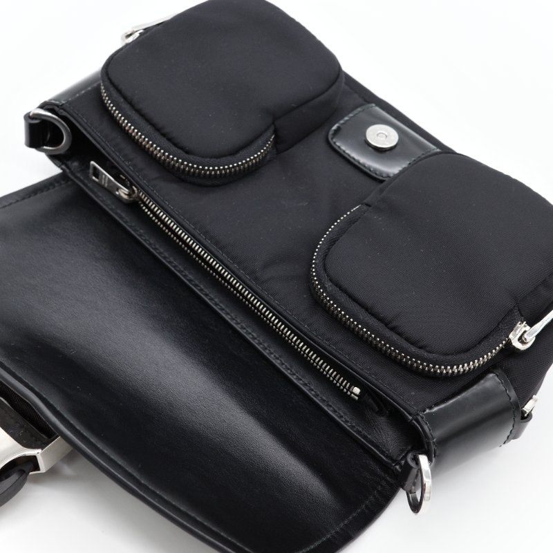 Prada 普拉達 黑色牛皮 黑色尼龍 降落傘 三合一 郵差包 斜挎包 單肩包(肩帶小包可以拆卸 )-8