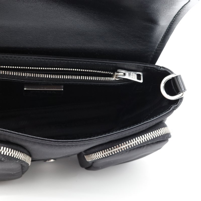 Prada 普拉達 黑色牛皮 黑色尼龍 降落傘 三合一 郵差包 斜挎包 單肩包(肩帶小包可以拆卸 )-9