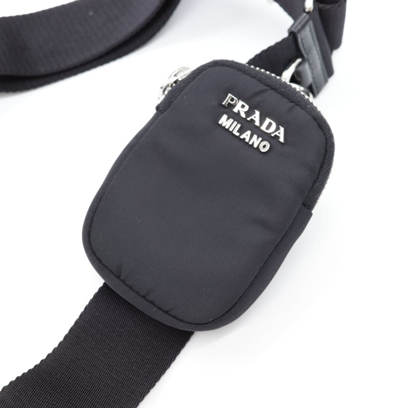 Prada 普拉達 黑色牛皮 黑色尼龍 降落傘 三合一 郵差包 斜挎包 單肩包(肩帶小包可以拆卸 )-10