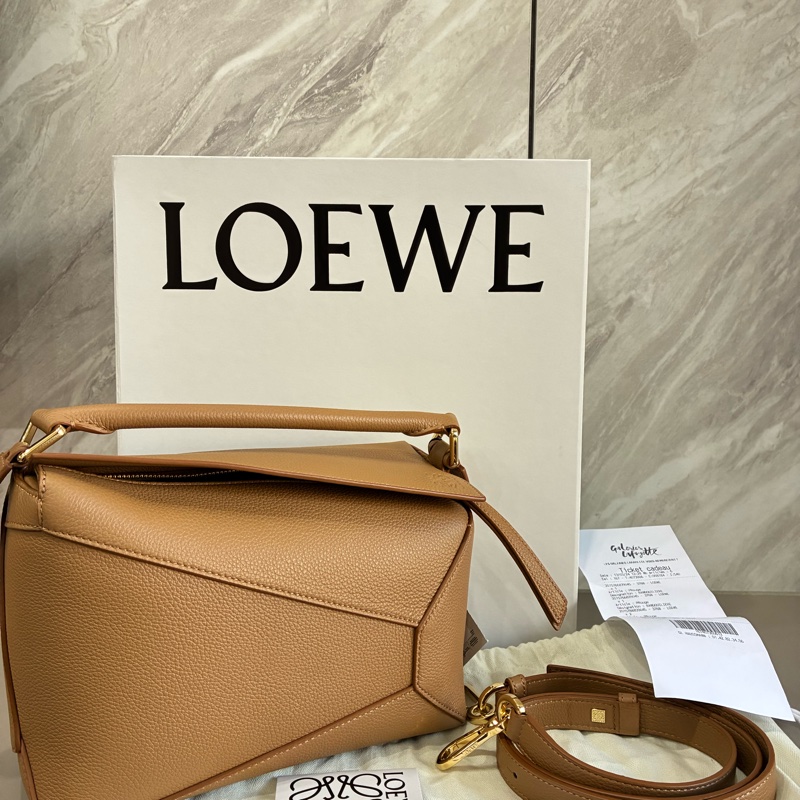 LOEWE Puzzle 小號太妃糖色幾何包全新-5