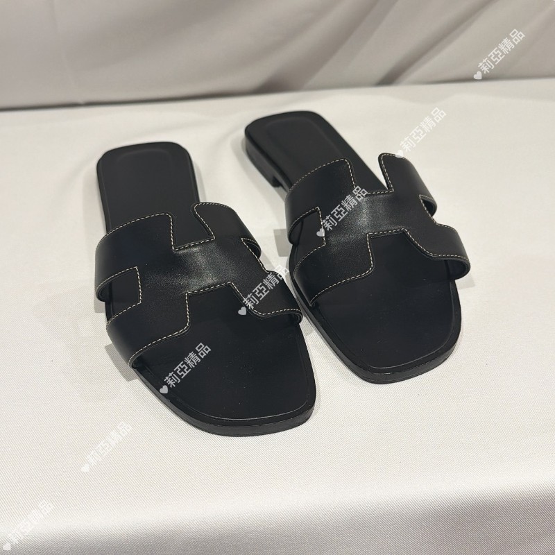 莉亞精品♡Hermes Oran拖鞋 黑 尺碼41 二手美品-1