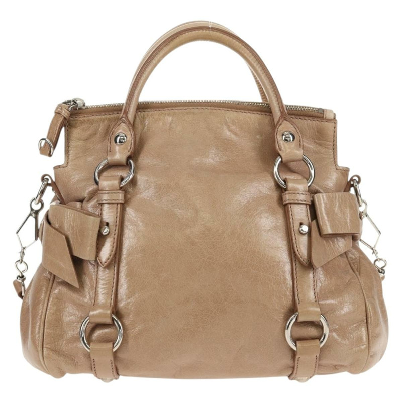 【日本直送】Miu Miu 手提包 皮革 兩用 米色 銀色 正品 am10130V-1