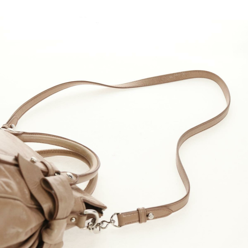 【日本直送】Miu Miu 手提包 皮革 兩用 米色 銀色 正品 am10130V-14