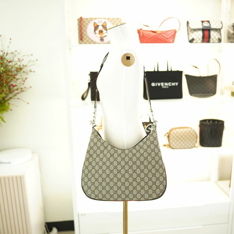 GUCCI 中型單肩包 702823 96GRN 4091 帆布 米色-1