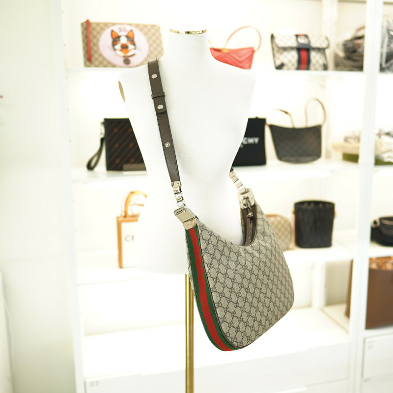 GUCCI 中型單肩包 702823 96GRN 4091 帆布 米色-5