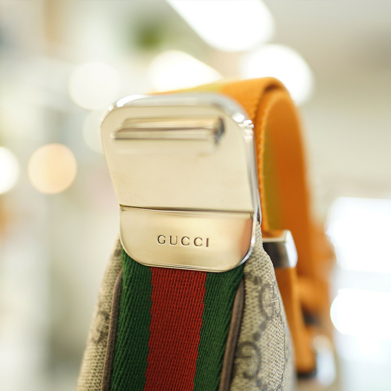 GUCCI 中型單肩包 702823 96GRN 4091 帆布 米色-11
