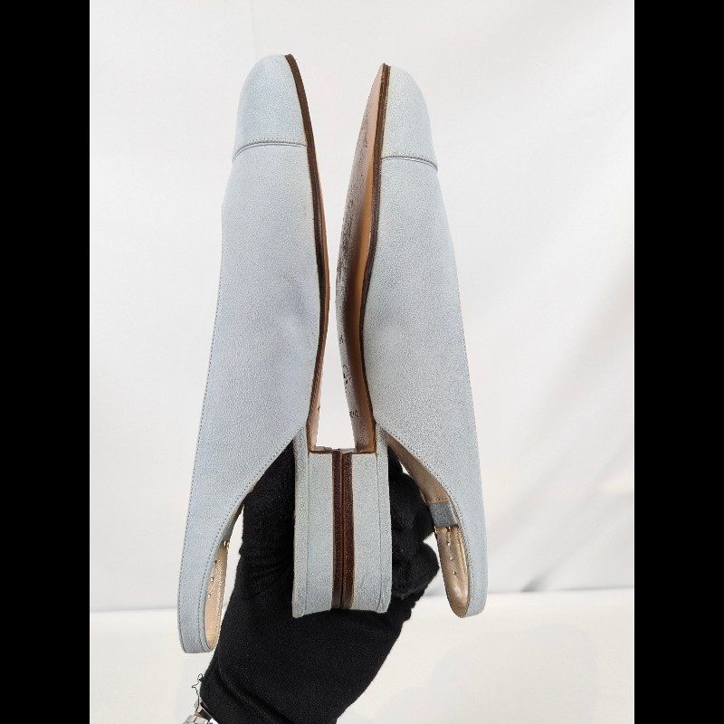 莉亞精品♡CHANEL 淡水藍色麂皮平底鞋 尺碼37.5 九新美鞋-3