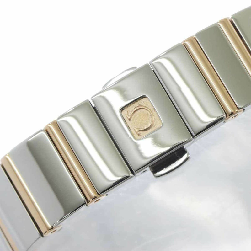 歐米茄星座系列雙色腕錶 123 25 24 60 55 005 女士腕錶，鑲鑽錶圈，12 顆鑽石，白色錶殼，玫瑰金錶殼，石英機芯-6