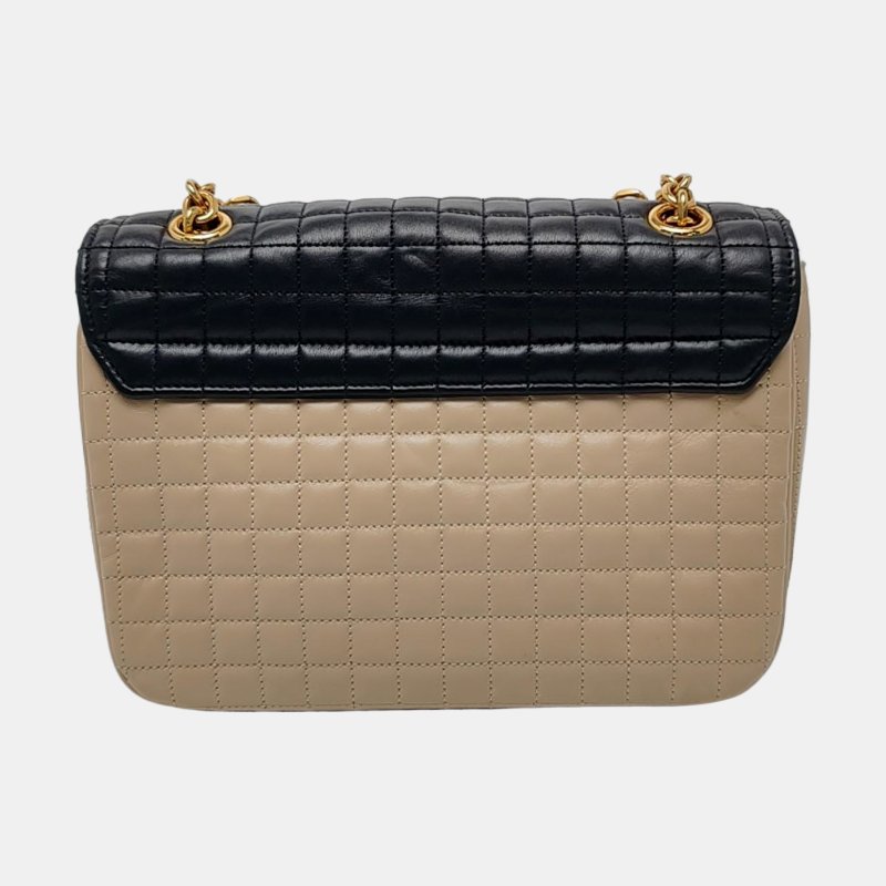 CELINE C 卡其色牛皮單肩包 金色五金-4