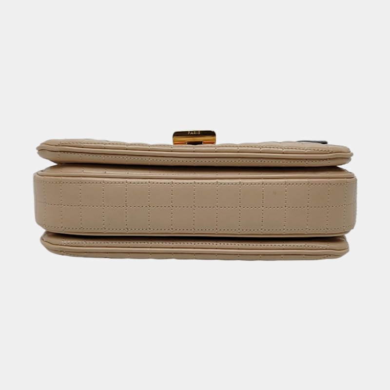 CELINE C 卡其色牛皮單肩包 金色五金-5