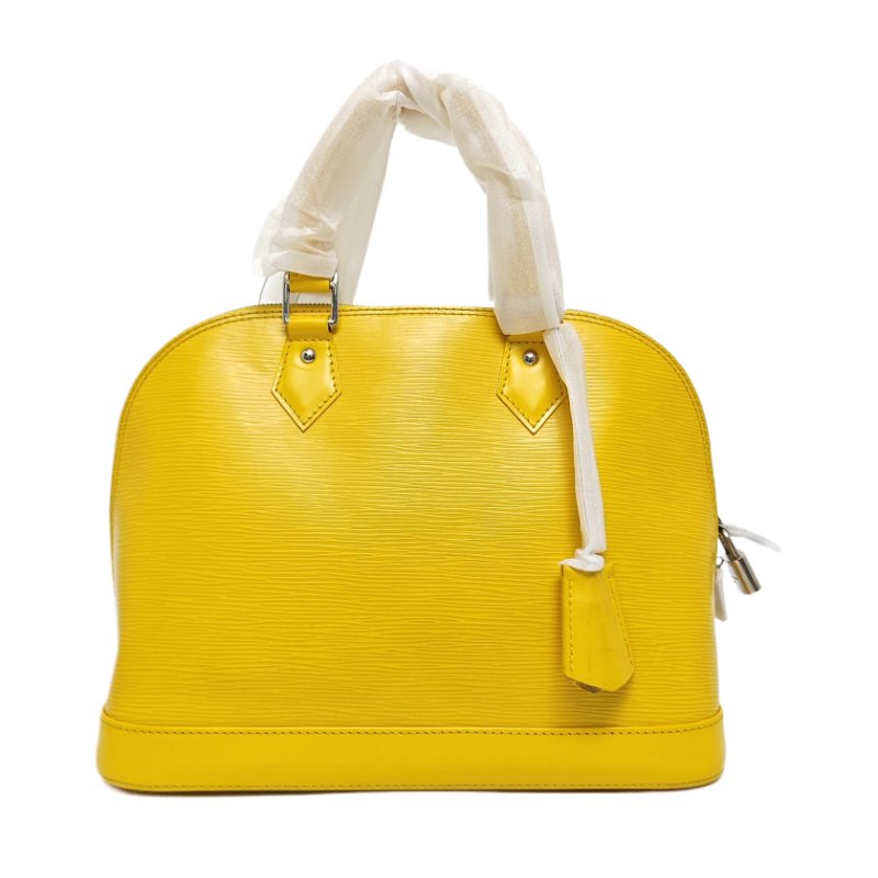 LOUIS VUITTON ALMA小號黃色EPI牛皮壓紋貝殼包手提包 銀色五金-0