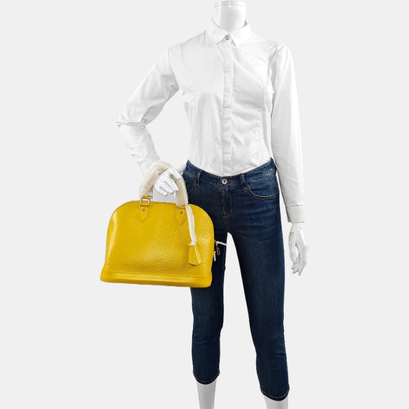 LOUIS VUITTON ALMA小號黃色EPI牛皮壓紋貝殼包手提包 銀色五金-1