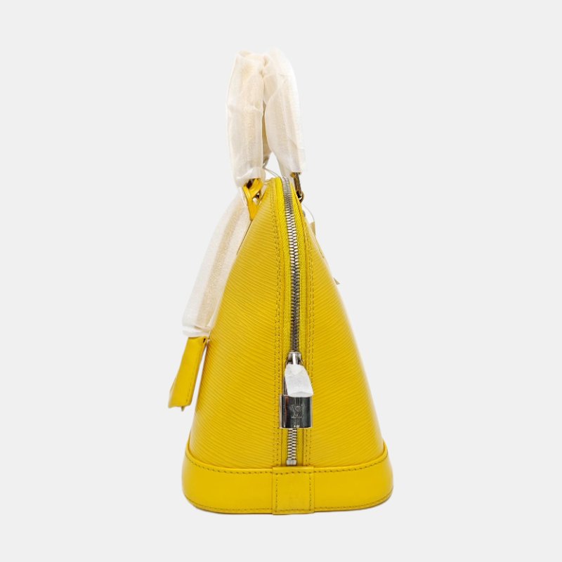 LOUIS VUITTON ALMA小號黃色EPI牛皮壓紋貝殼包手提包 銀色五金-2