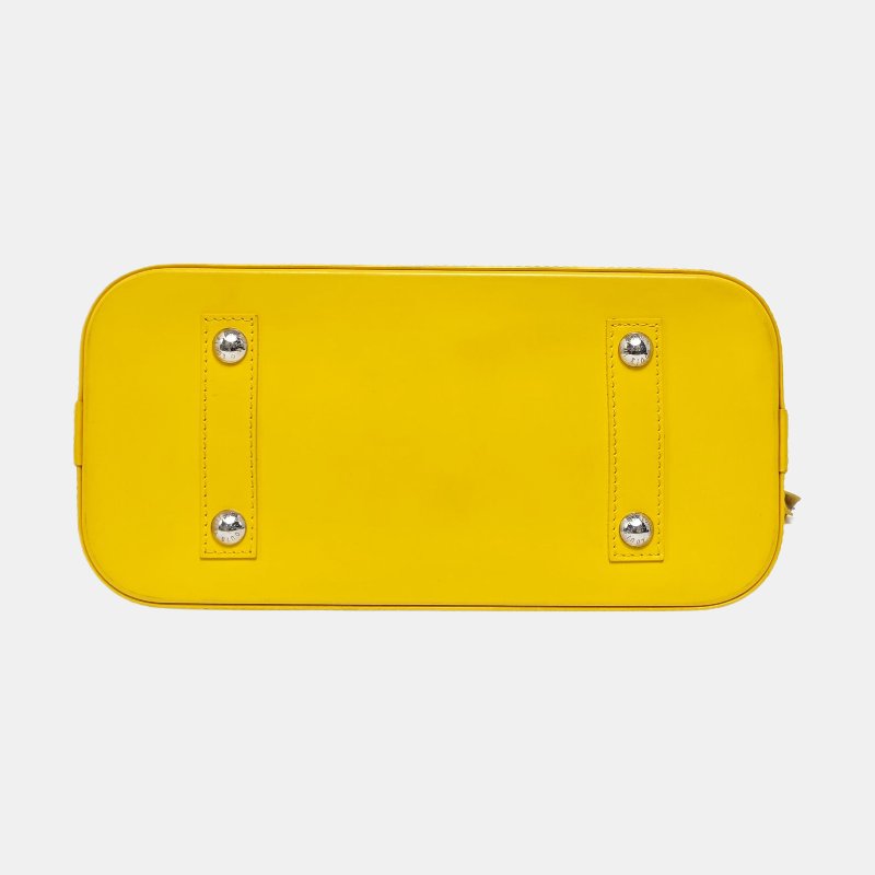 LOUIS VUITTON ALMA小號黃色EPI牛皮壓紋貝殼包手提包 銀色五金-5
