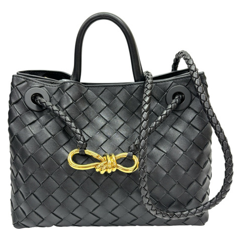 黑色 羊皮編織 Small Andiamo 兩用包【BOTTEGA VENETA BV 寶緹嘉】 766014