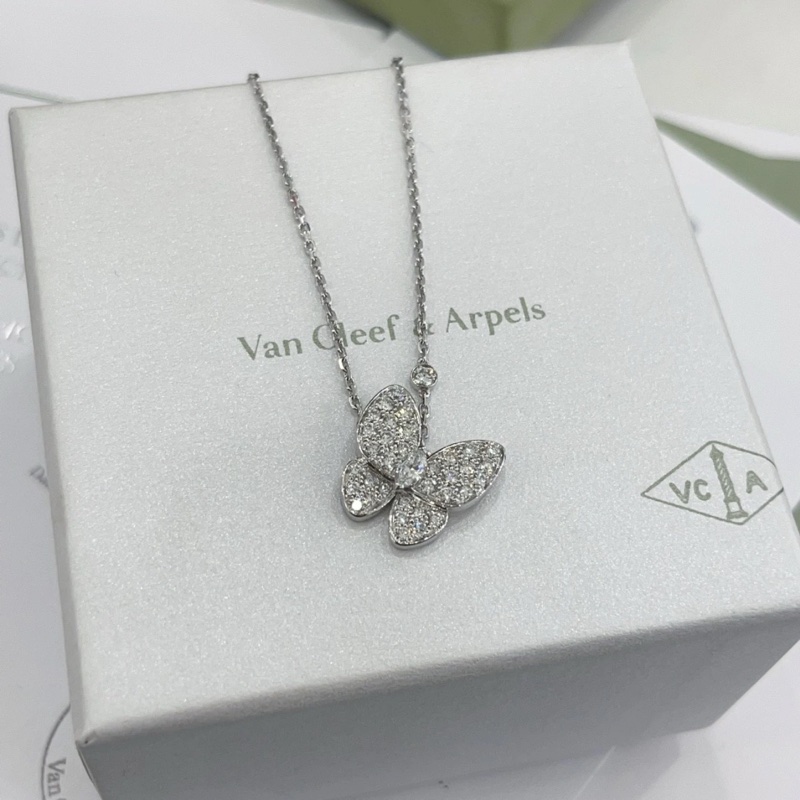 Vca梵克雅寶 白金滿鑽蝴蝶項鍊two butterfly ，2022購入-2
