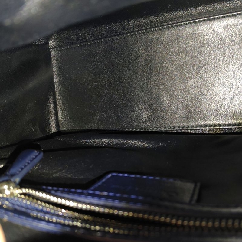 DIOR Lady Dior 中號 藍色織物刺繡千鳥格戴妃包手提包 銀色五金-14