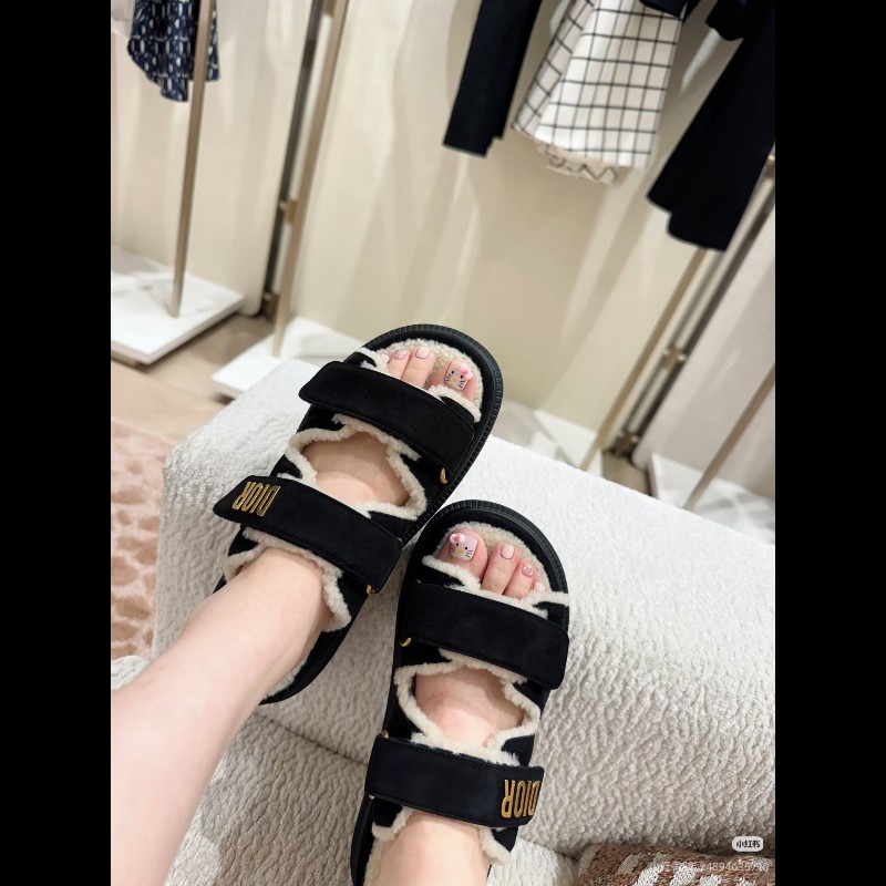 莉亞精品♡Dior dioract麂皮面羊皮涼鞋 尺碼37 全新閒置-1