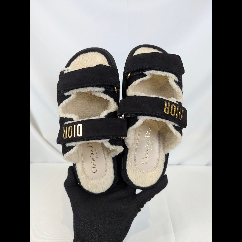 莉亞精品♡Dior dioract麂皮面羊皮涼鞋 尺碼37 全新閒置-6