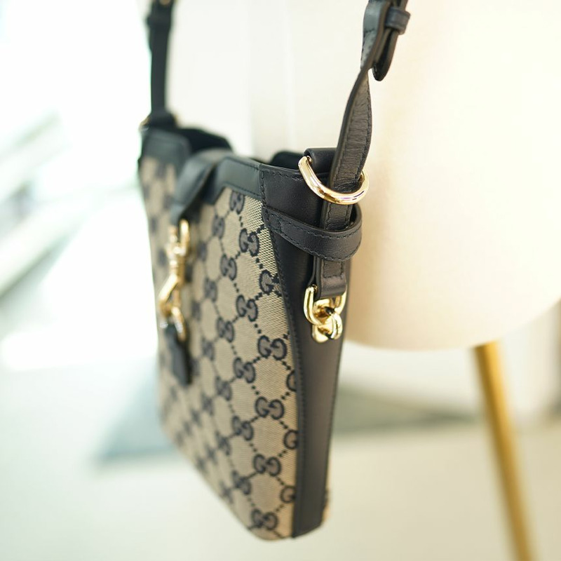 GUCCI 小號單肩包 海軍藍帆布 782919 FADAC 8559-2