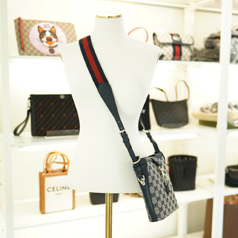 GUCCI 小號單肩包 海軍藍帆布 782919 FADAC 8559-6