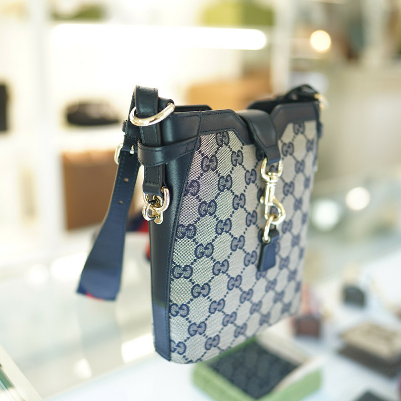 GUCCI 小號單肩包 海軍藍帆布 782919 FADAC 8559-12