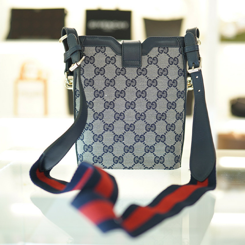 GUCCI 小號單肩包 海軍藍帆布 782919 FADAC 8559-13