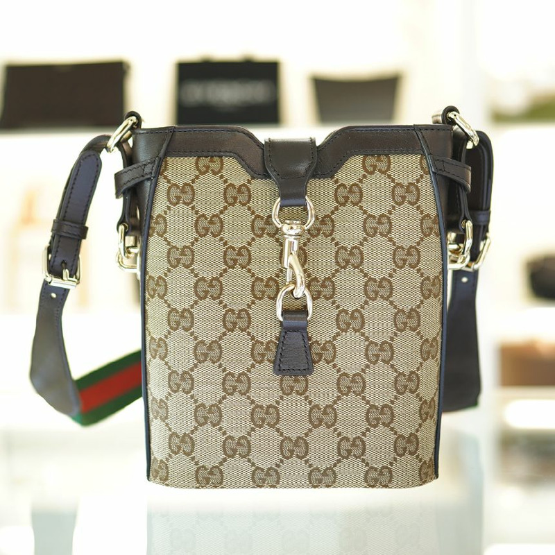 GUCCI 小號肩背包 米色/烏木色帆布 782919 FADAC 9762-3