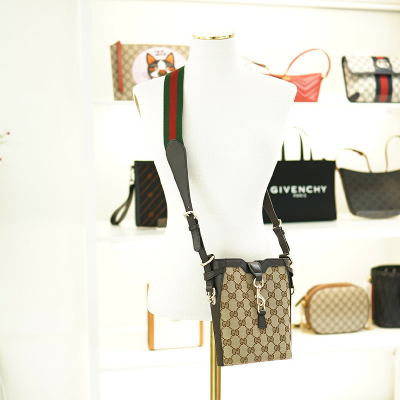 GUCCI 小號肩背包 米色/烏木色帆布 782919 FADAC 9762-8