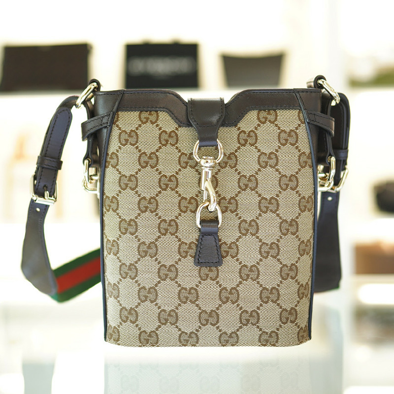 GUCCI 小號肩背包 米色/烏木色帆布 782919 FADAC 9762-12