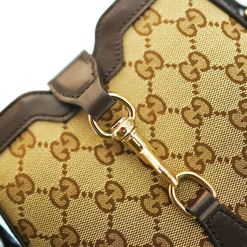 GUCCI 小號肩背包 米色/烏木色帆布 782919 FADAC 9762-18