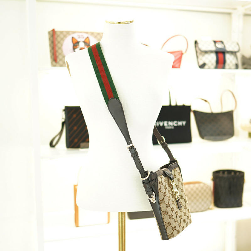 GUCCI 小號肩背包 米色/烏木色帆布 782919 FADAC 9762-6