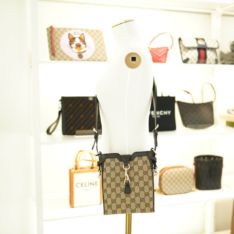 GUCCI 小號肩背包 米色/烏木色帆布 782919 FADAC 9762-9