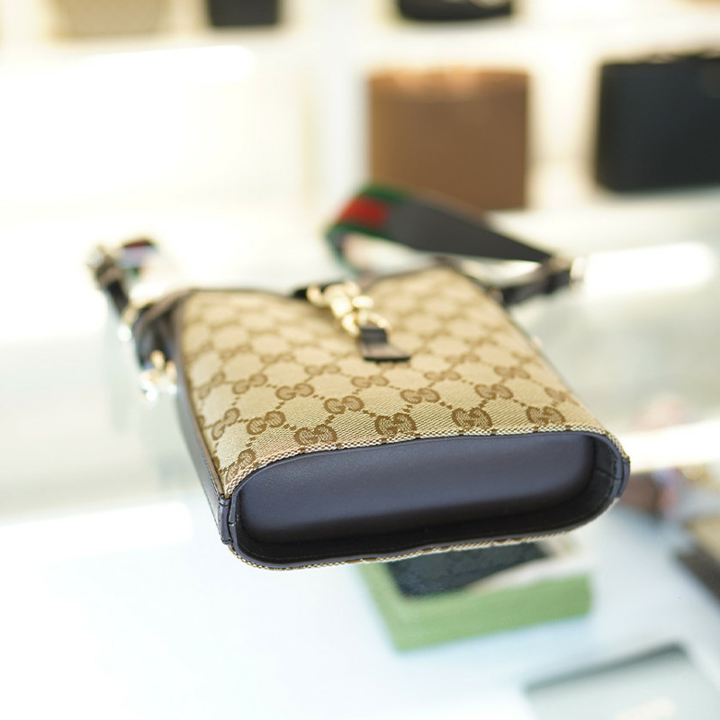 GUCCI 小號肩背包 米色/烏木色帆布 782919 FADAC 9762-16