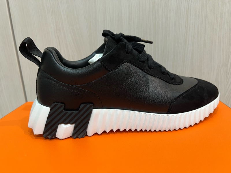 Hermes 愛馬仕bouncing 黑麂皮+黑皮革休閒鞋（9成新）-4