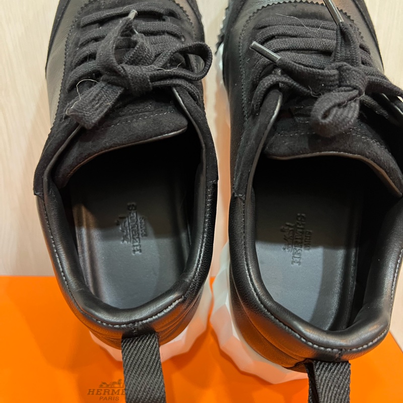 Hermes 愛馬仕bouncing 黑麂皮+黑皮革休閒鞋（9成新）-7