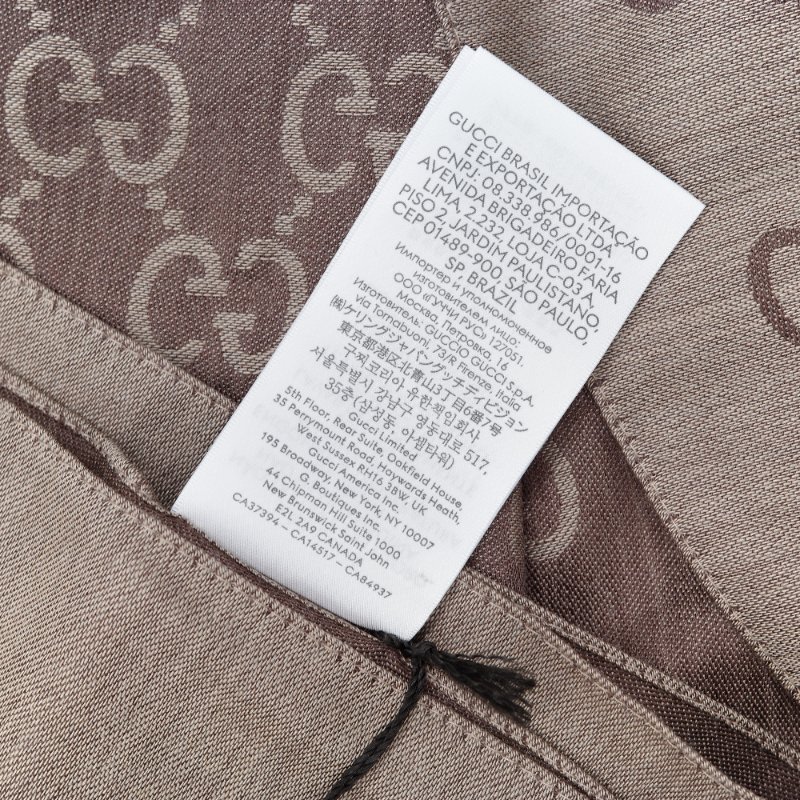 (閒置品♥️吊牌紙袋有)Gucci 古馳 經典 提花 奶棕色 GG 花紋 兩色 桑蠶絲 長款 圍巾-4