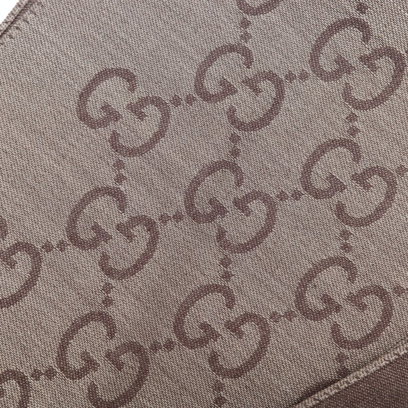 (閒置品♥️吊牌紙袋有)Gucci 古馳 經典 提花 奶棕色 GG 花紋 兩色 桑蠶絲 長款 圍巾-7